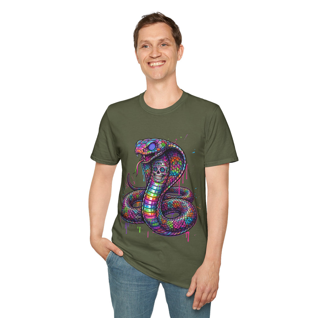 Vibrant Urban Snake Skull T-Shirt - Trendy Streetwear