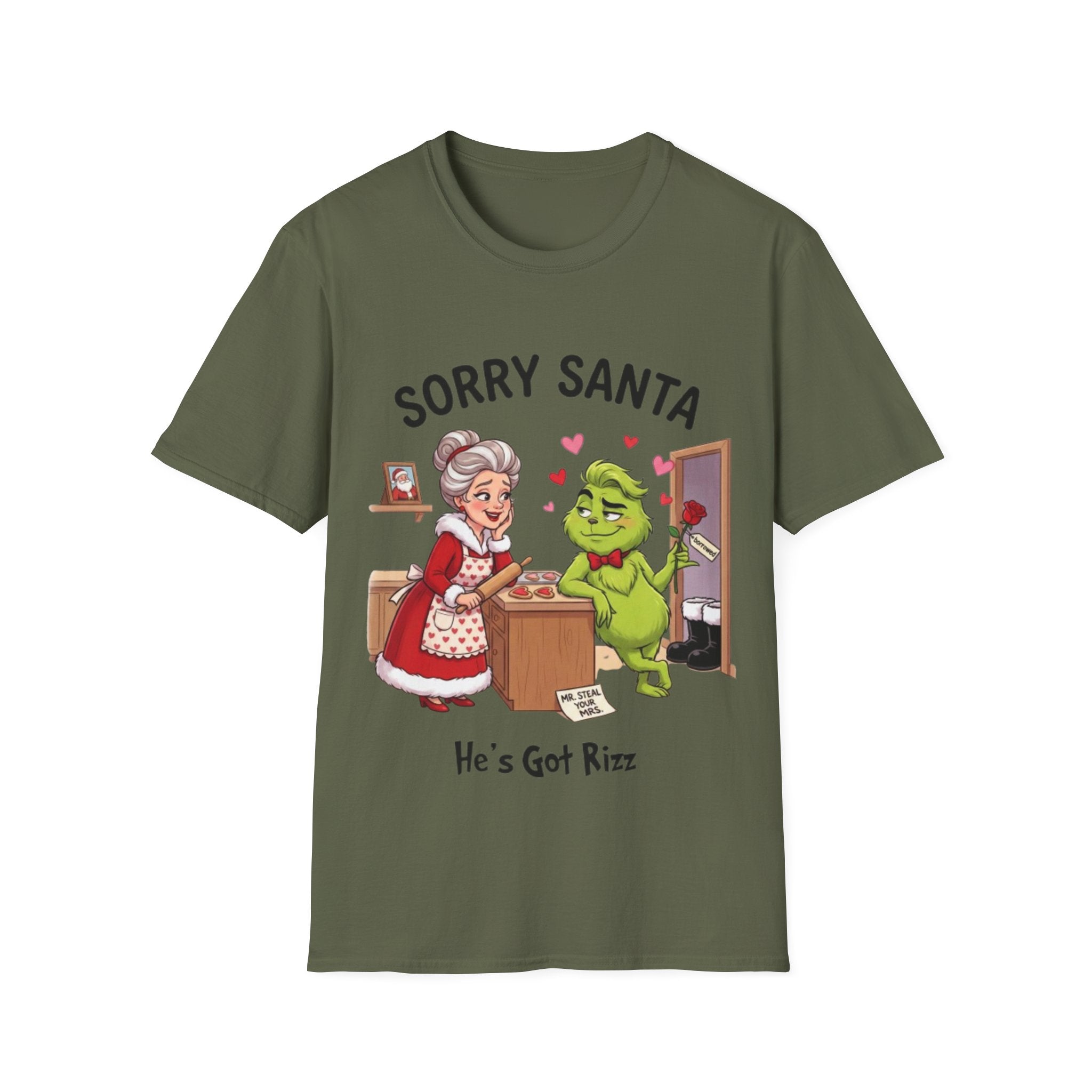 Grinch Rizz T-shirt | Funny Mrs. Claus Christmas Tee