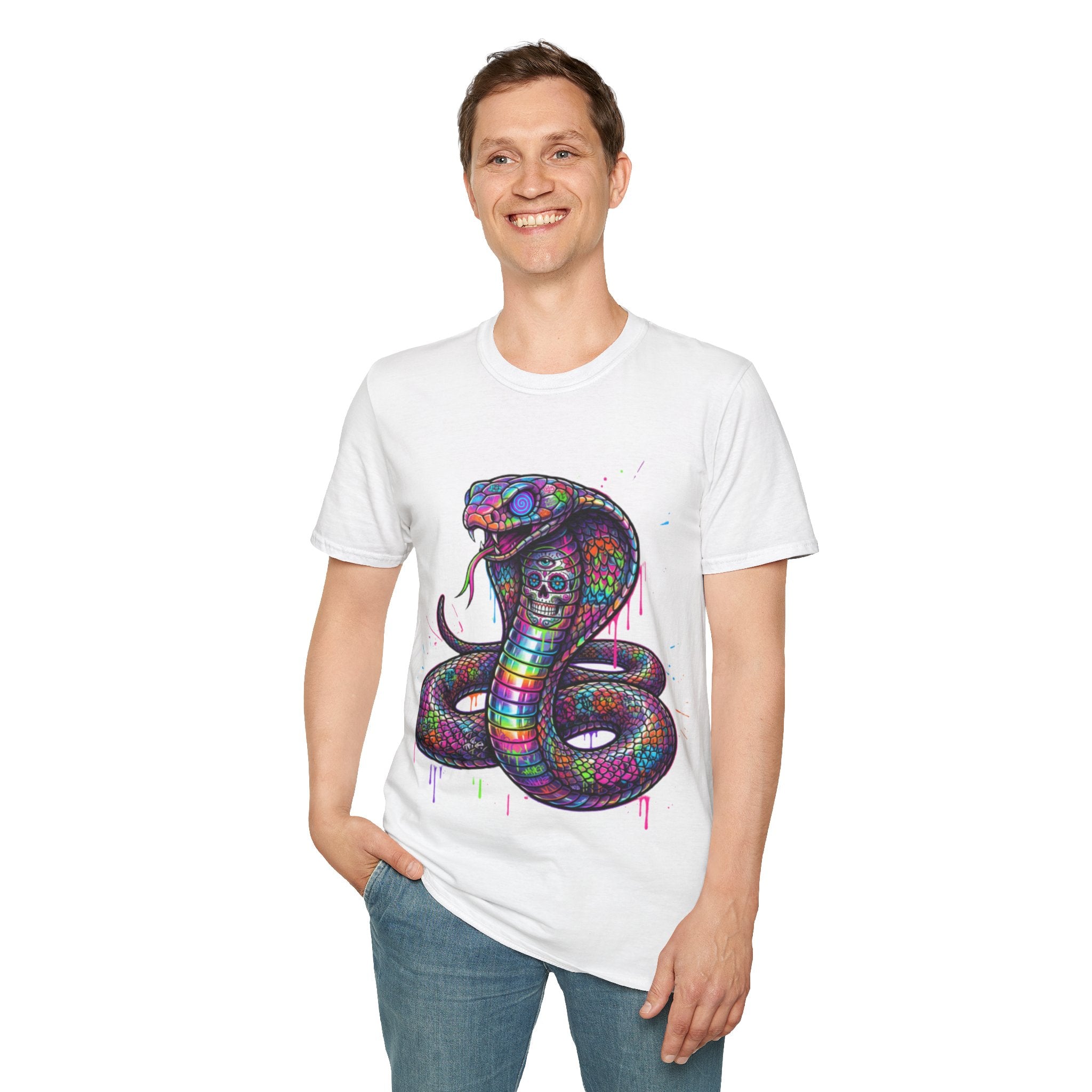 Vibrant Urban Snake Skull T-Shirt - Trendy Streetwear