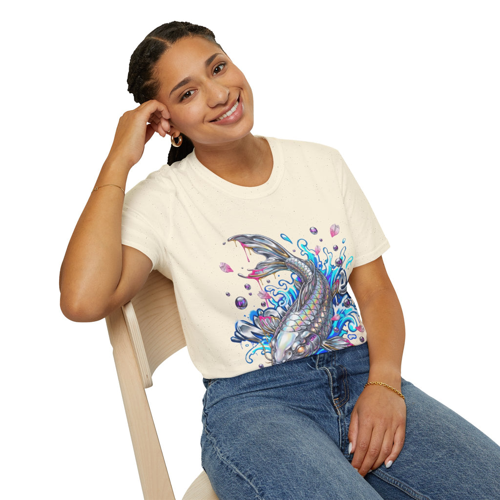 Trendy Holographic Koi T-Shirt for Urban Streetwear