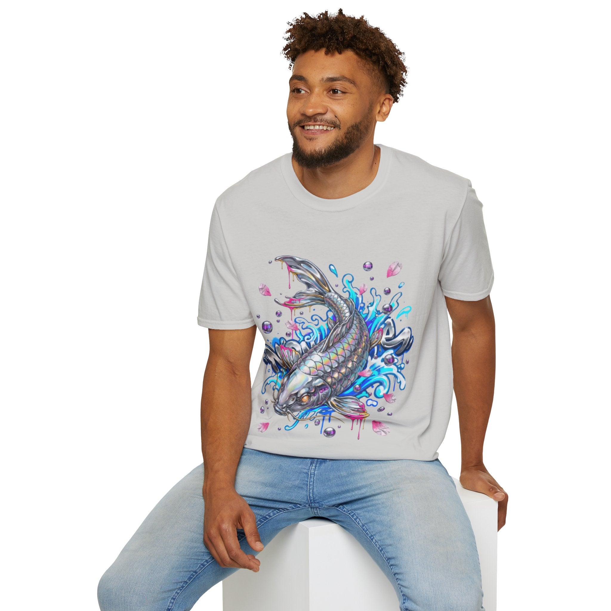 Trendy Holographic Koi T-Shirt for Urban Streetwear