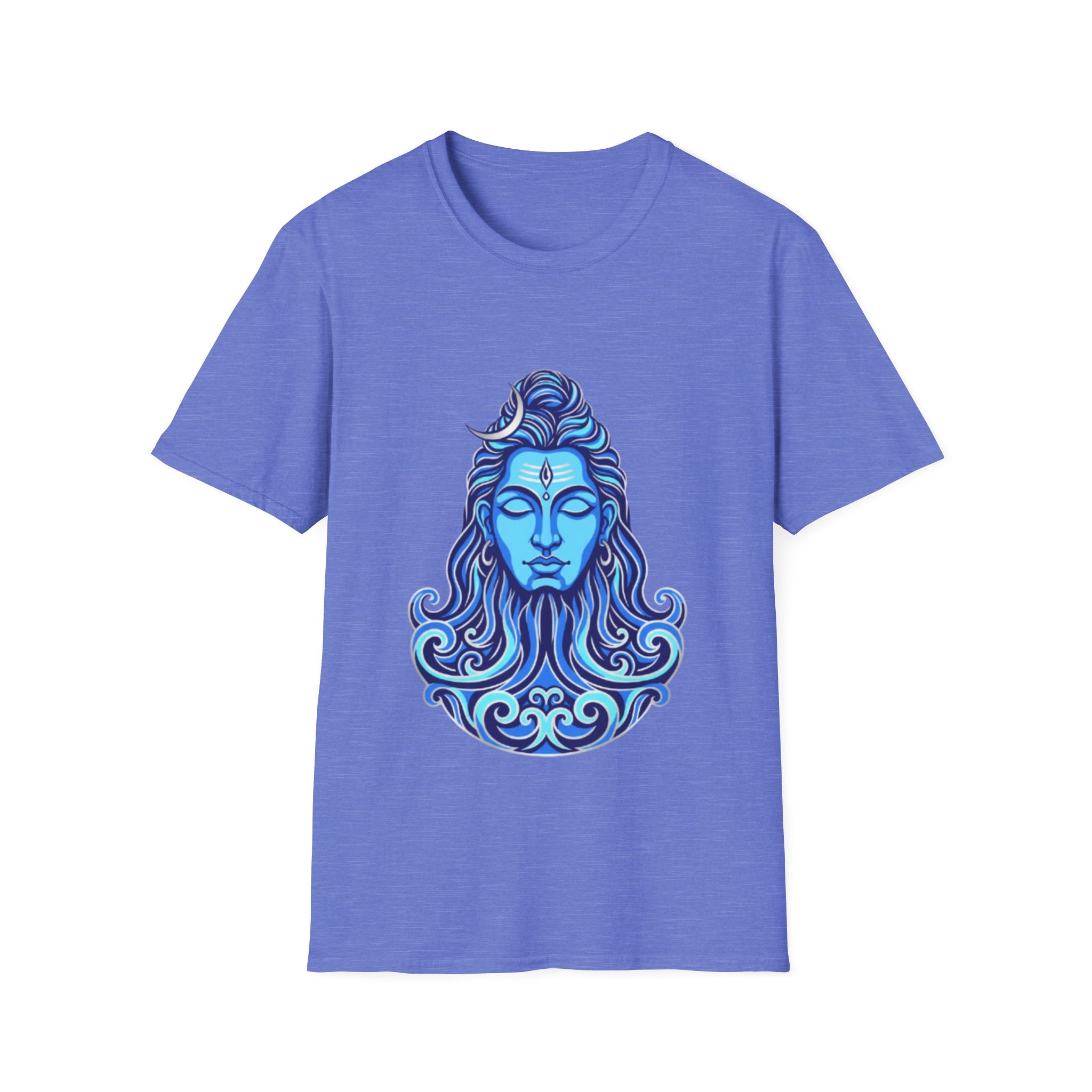 Mahadev Face on Water T-Shirt - Blue Divine Magic