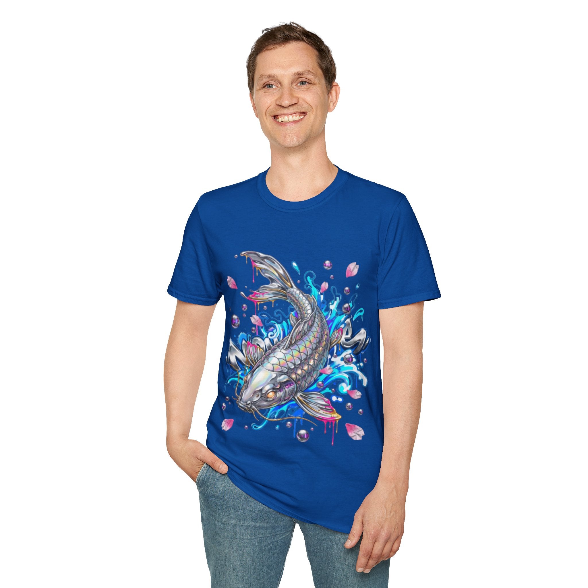 Trendy Holographic Koi T-Shirt for Urban Streetwear