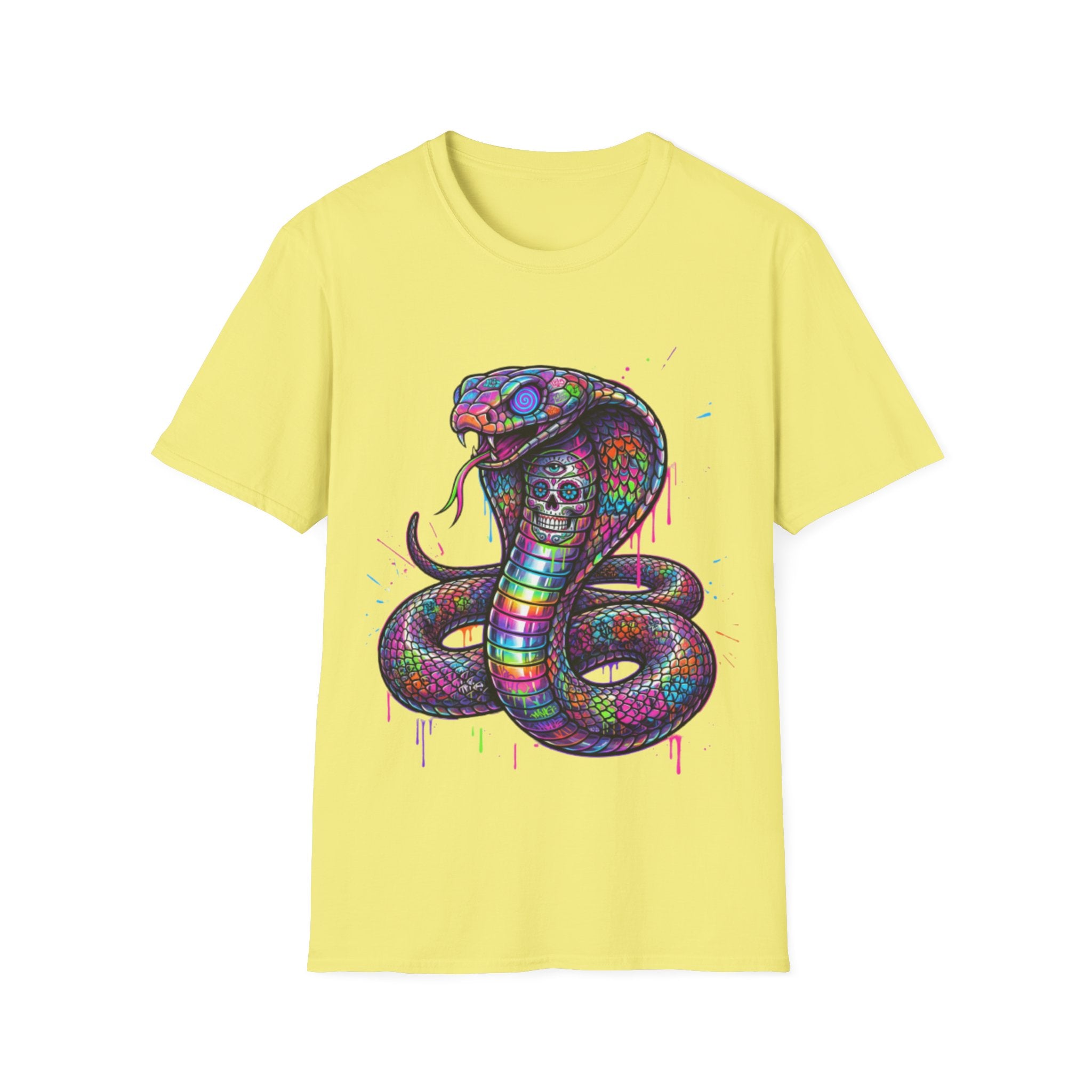 Vibrant Urban Snake Skull T-Shirt - Trendy Streetwear