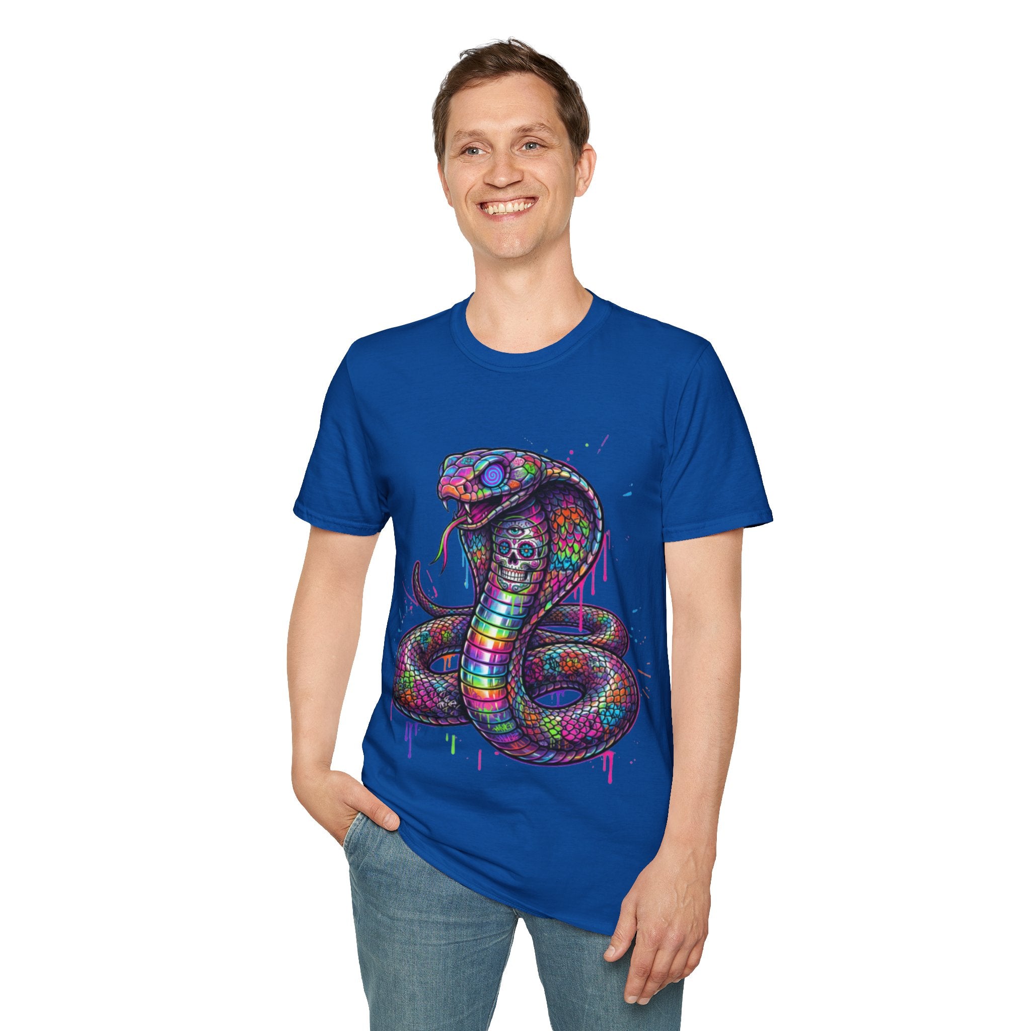 Vibrant Urban Snake Skull T-Shirt - Trendy Streetwear
