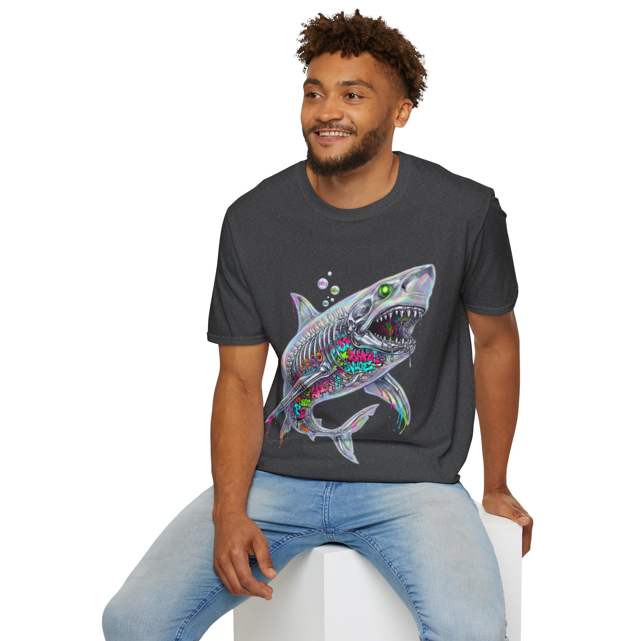 Iridescent Shark Streetwear T-Shirt - Urban Style