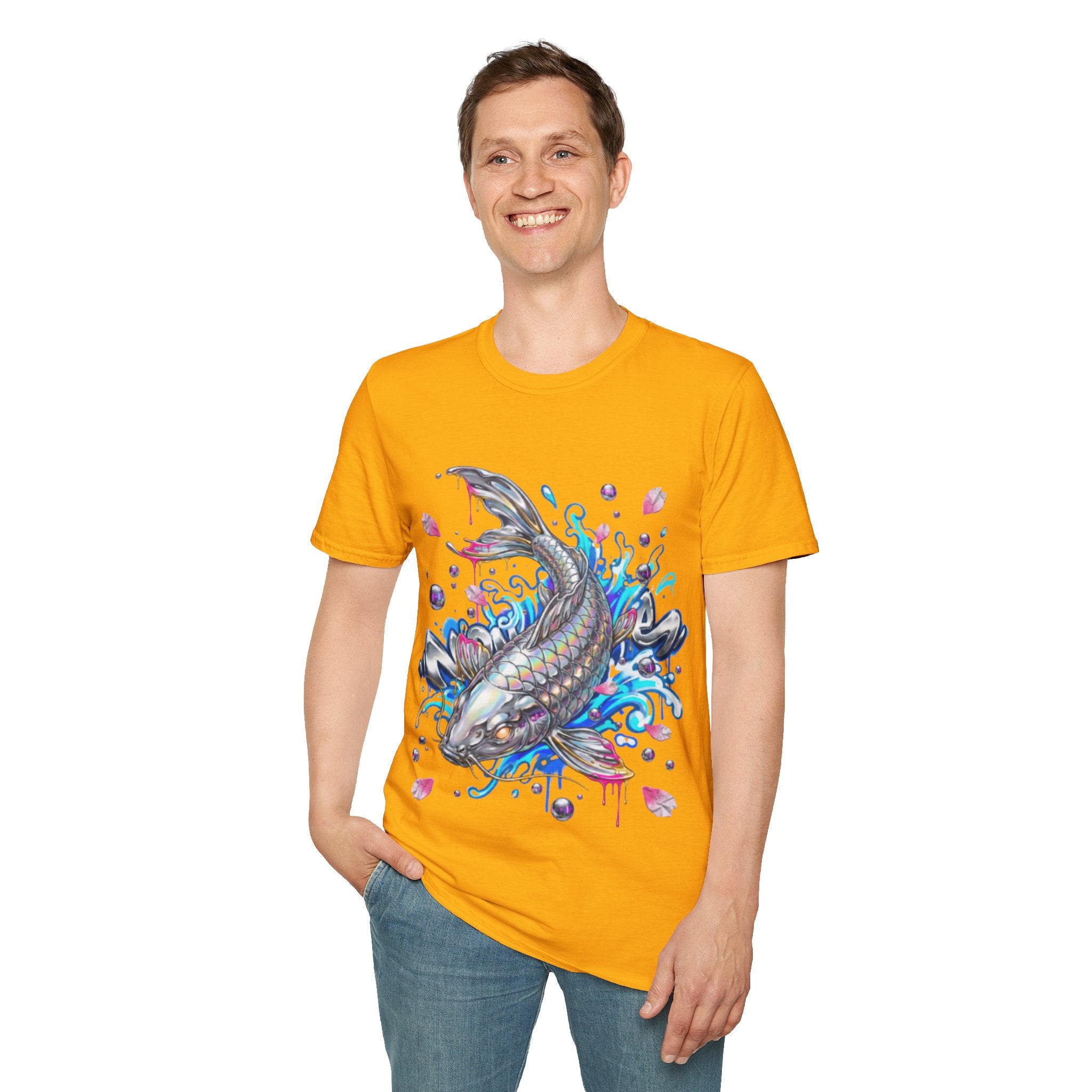 Trendy Holographic Koi T-Shirt for Urban Streetwear