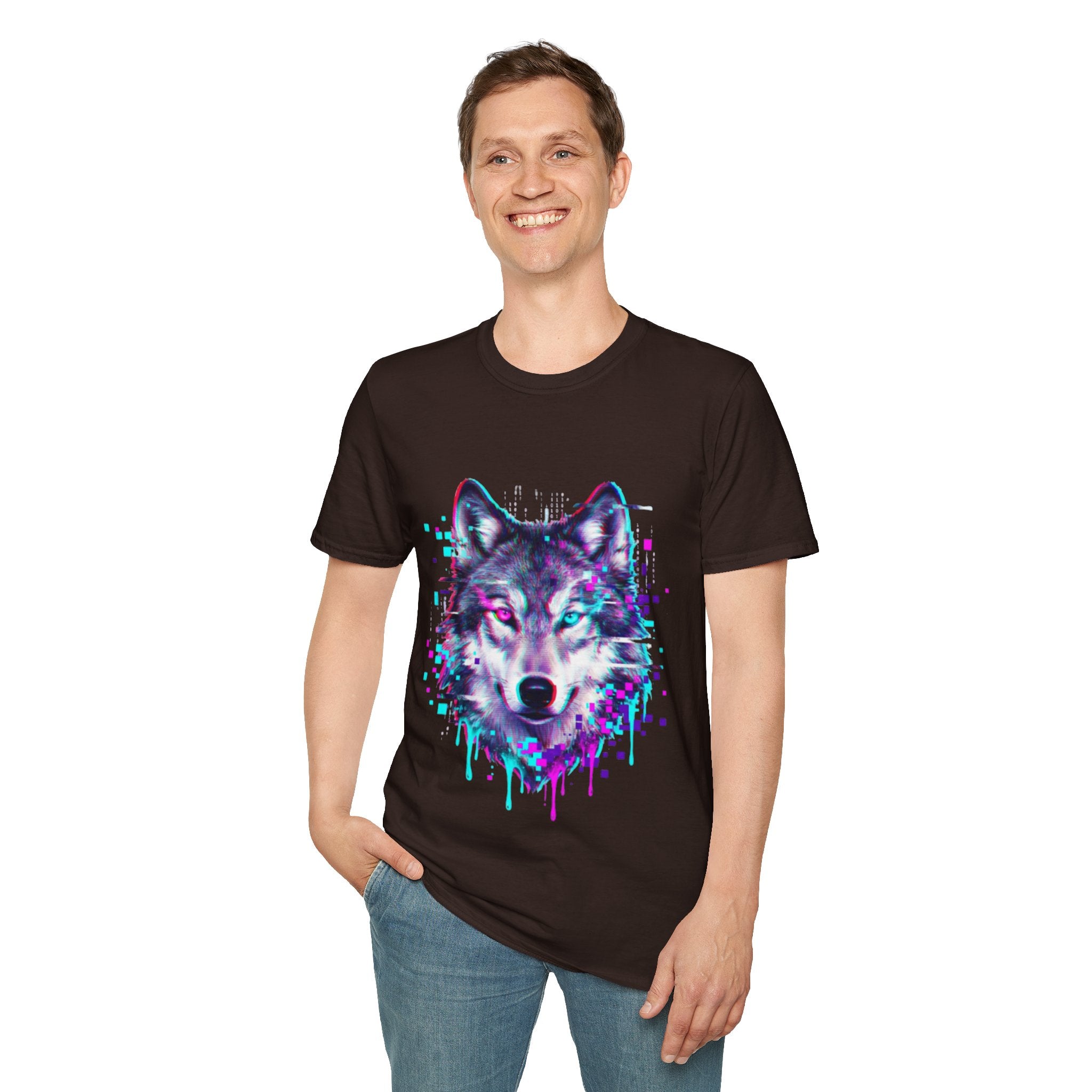 Urban Glitch Wolf Tee - Trendy Streetwear Vibes
