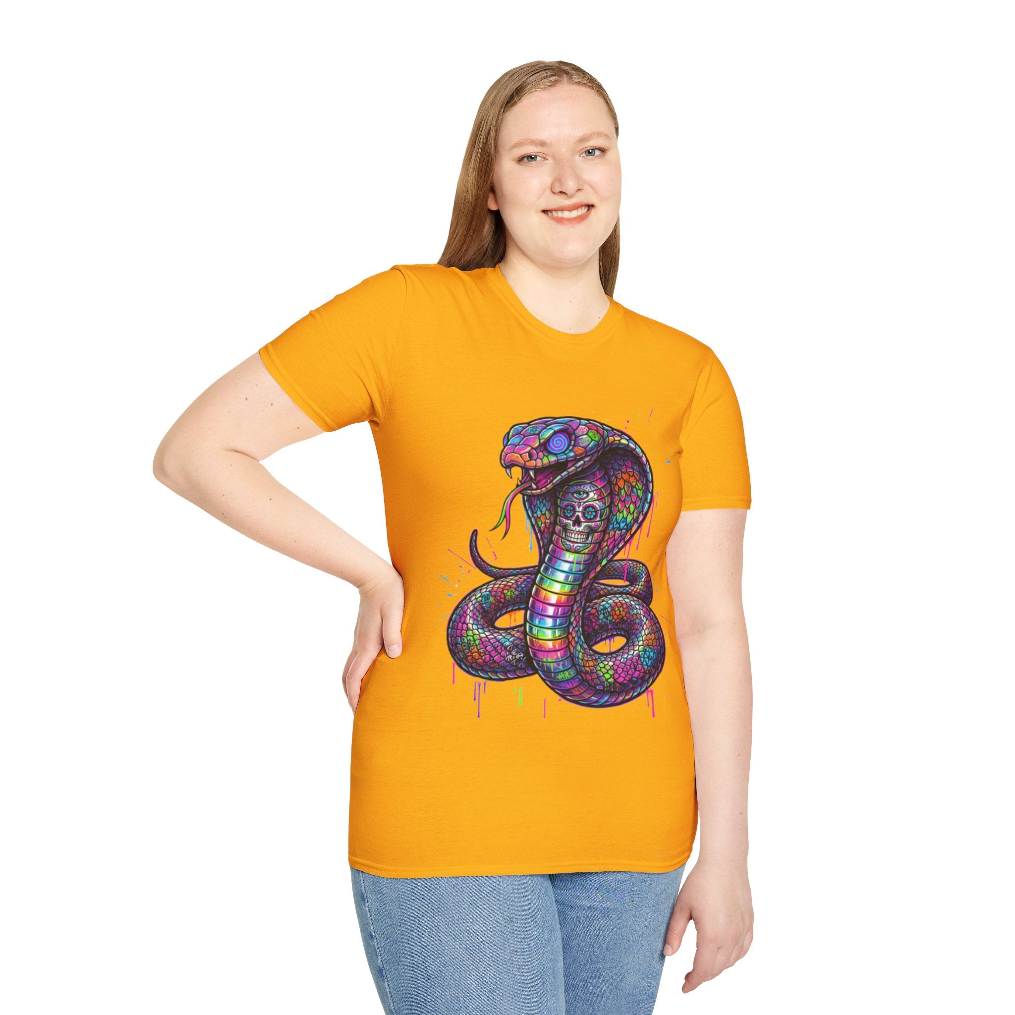 Vibrant Urban Snake Skull T-Shirt - Trendy Streetwear