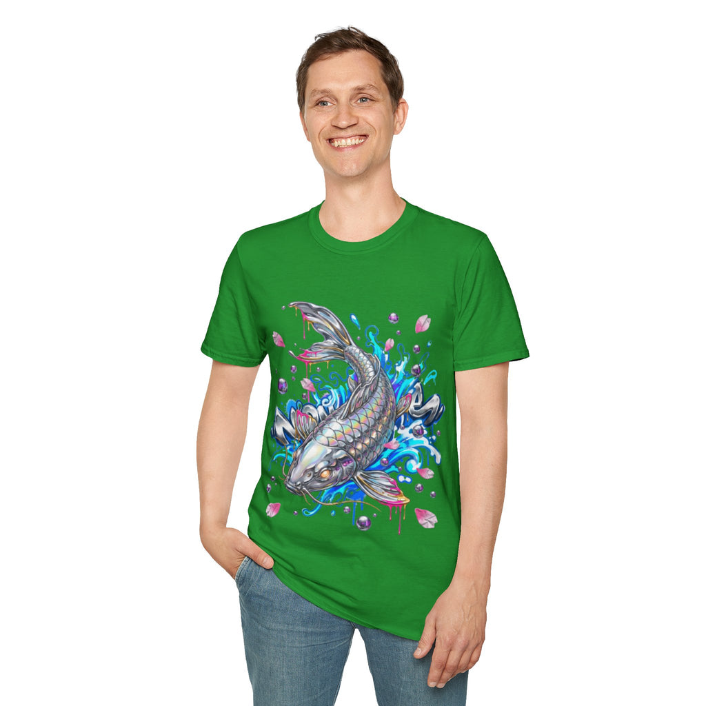Trendy Holographic Koi T-Shirt for Urban Streetwear