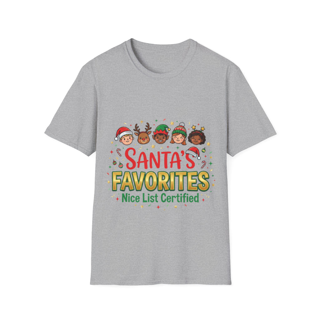 Santa's Favorites Crew T-shirt | Cute Matching Christmas Tee