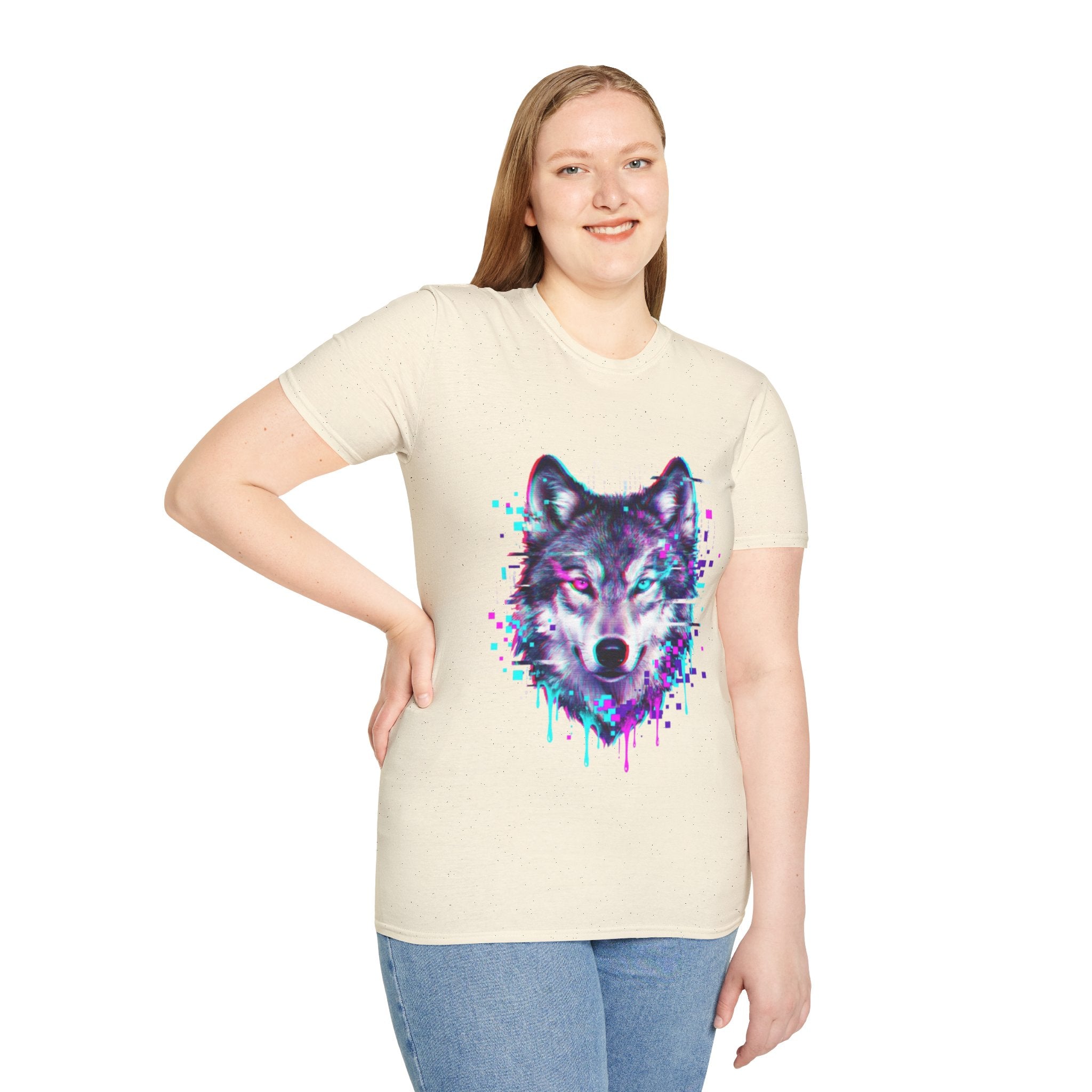 Urban Glitch Wolf Tee - Trendy Streetwear Vibes