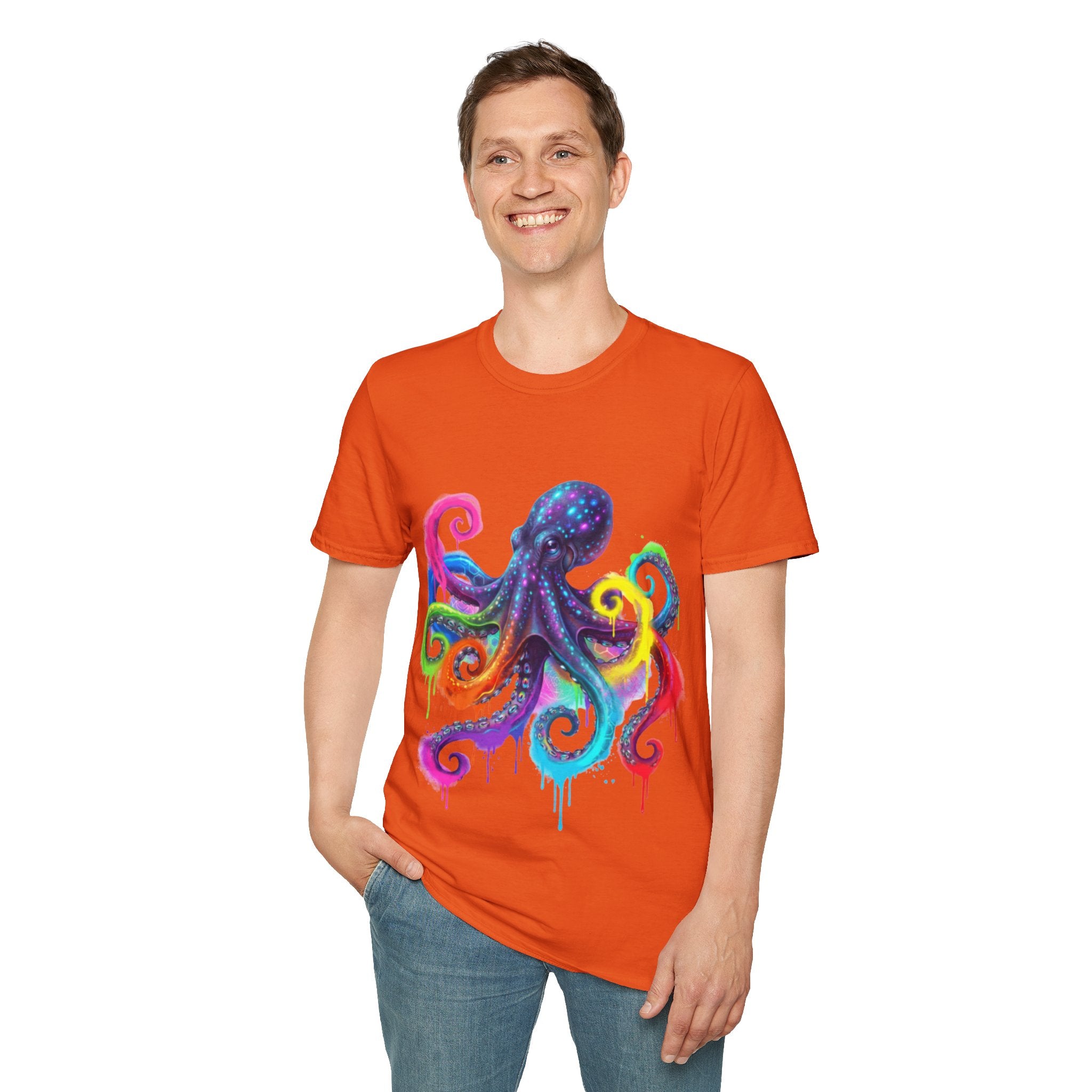 Vibrant Octopus Drip Tee - Urban Streetwear Trend