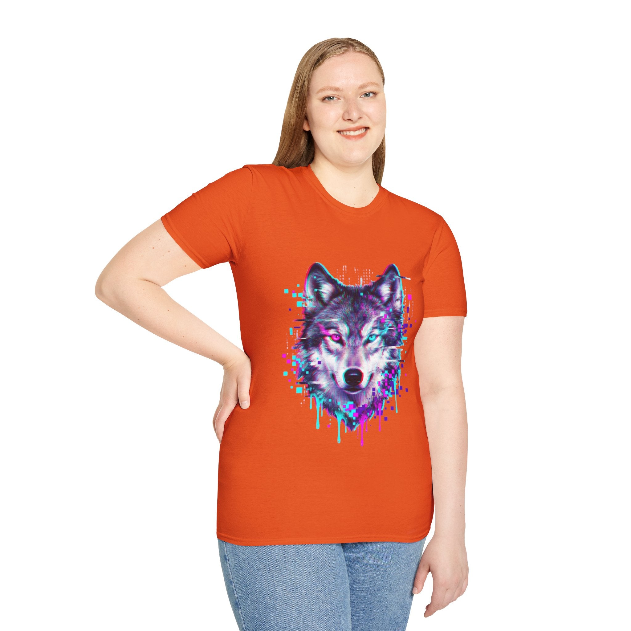 Urban Glitch Wolf Tee - Trendy Streetwear Vibes