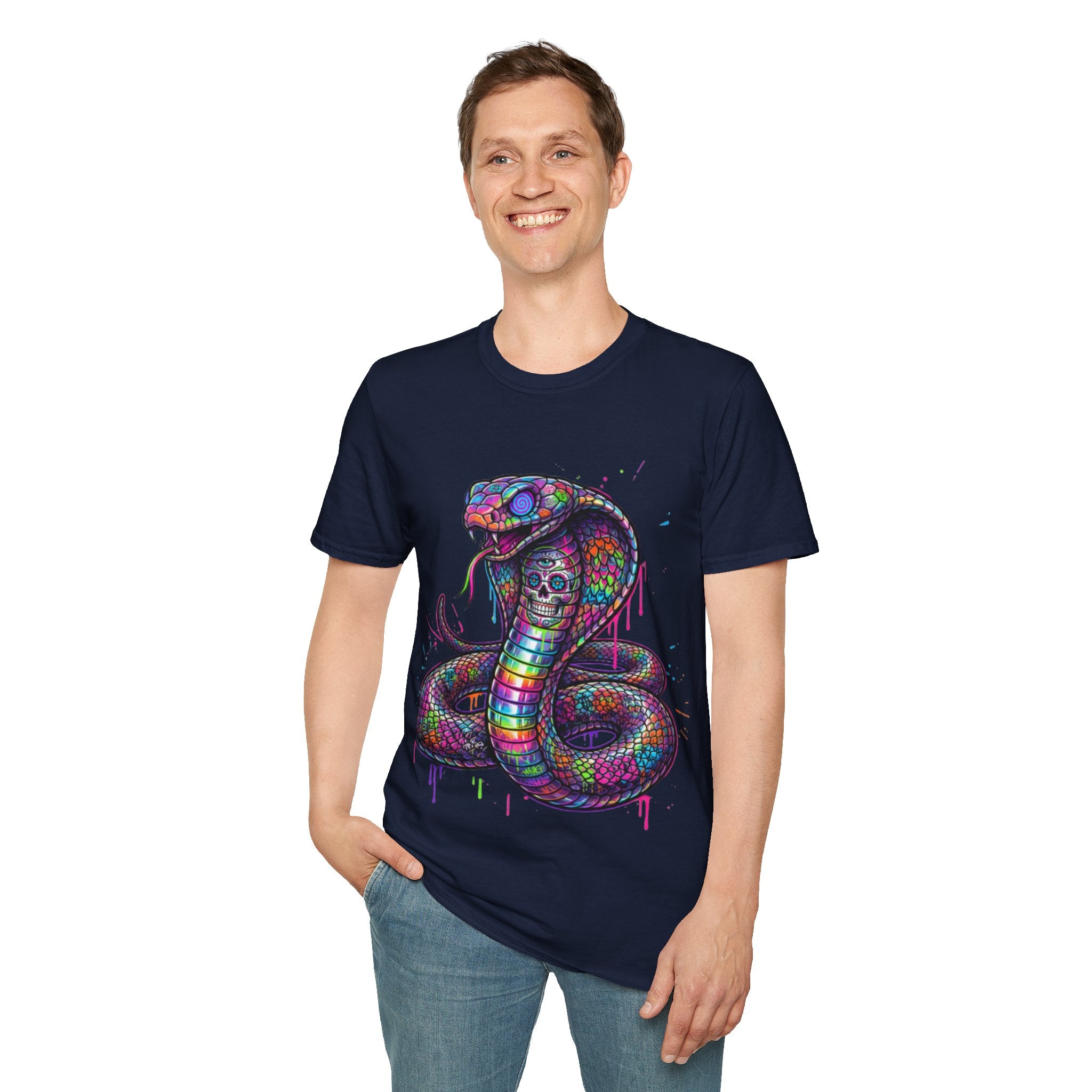 Vibrant Urban Snake Skull T-Shirt - Trendy Streetwear