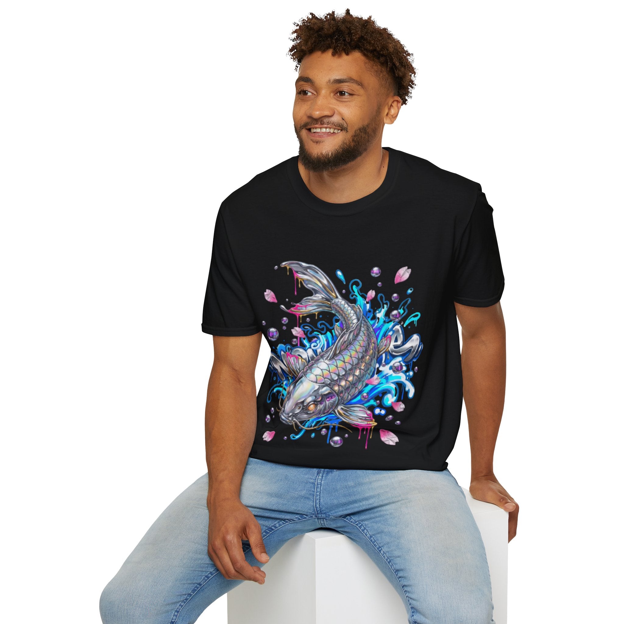 Trendy Holographic Koi T-Shirt for Urban Streetwear