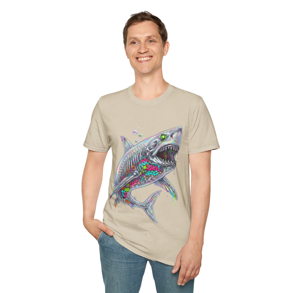 Iridescent Shark Streetwear T-Shirt - Urban Style