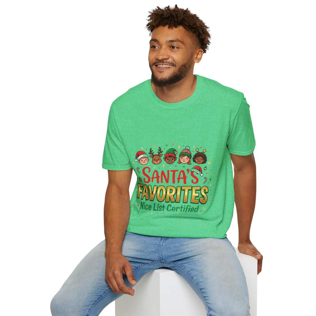 Santa's Favorites Crew T-shirt | Cute Matching Christmas Tee