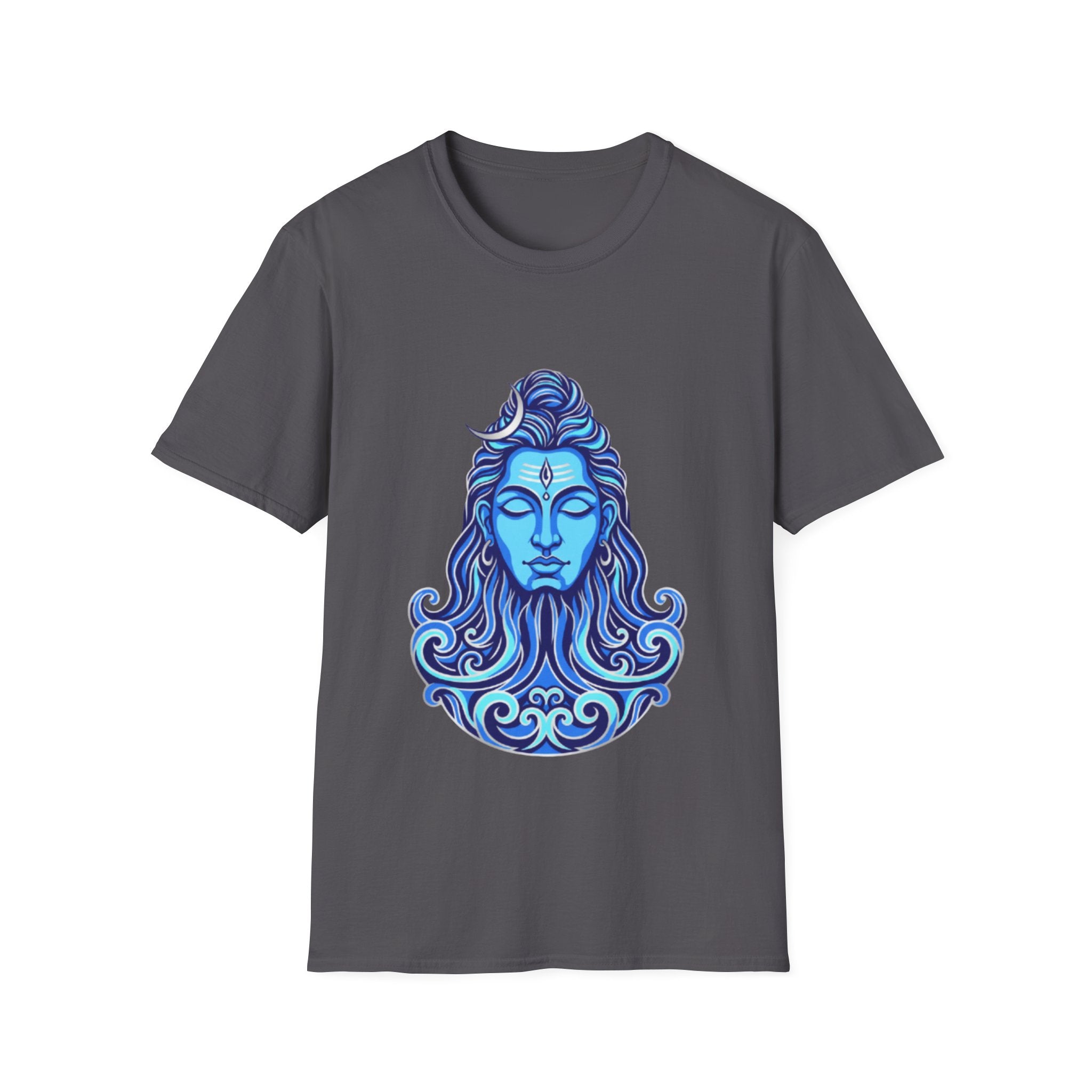 Mahadev Face on Water T-Shirt - Blue Divine Magic