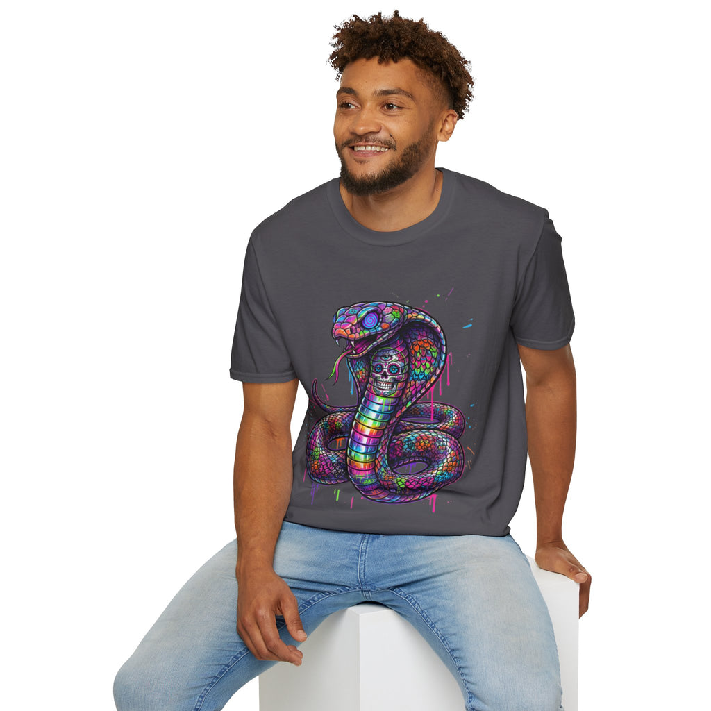 Vibrant Urban Snake Skull T-Shirt - Trendy Streetwear