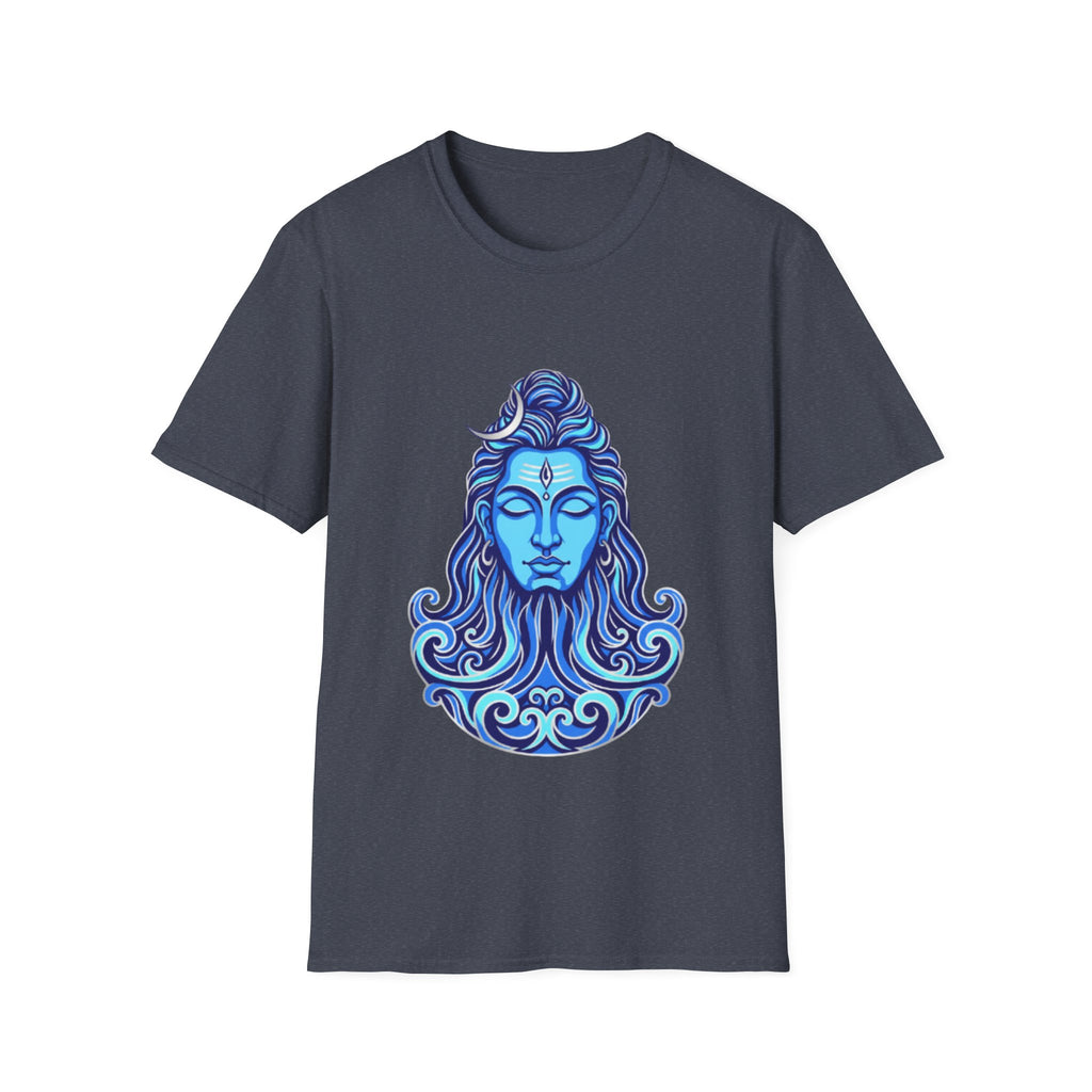 Mahadev Face on Water T-Shirt - Blue Divine Magic