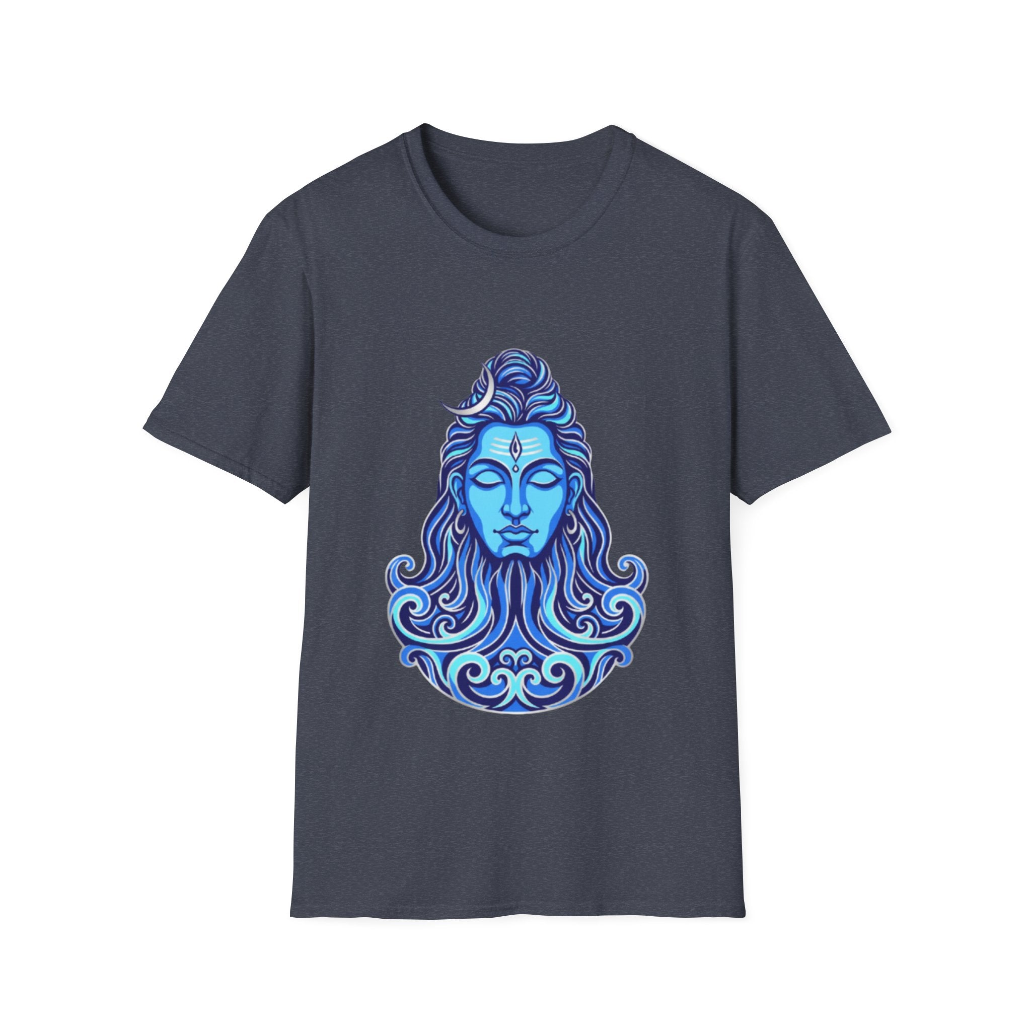 Mahadev Face on Water T-Shirt - Blue Divine Magic