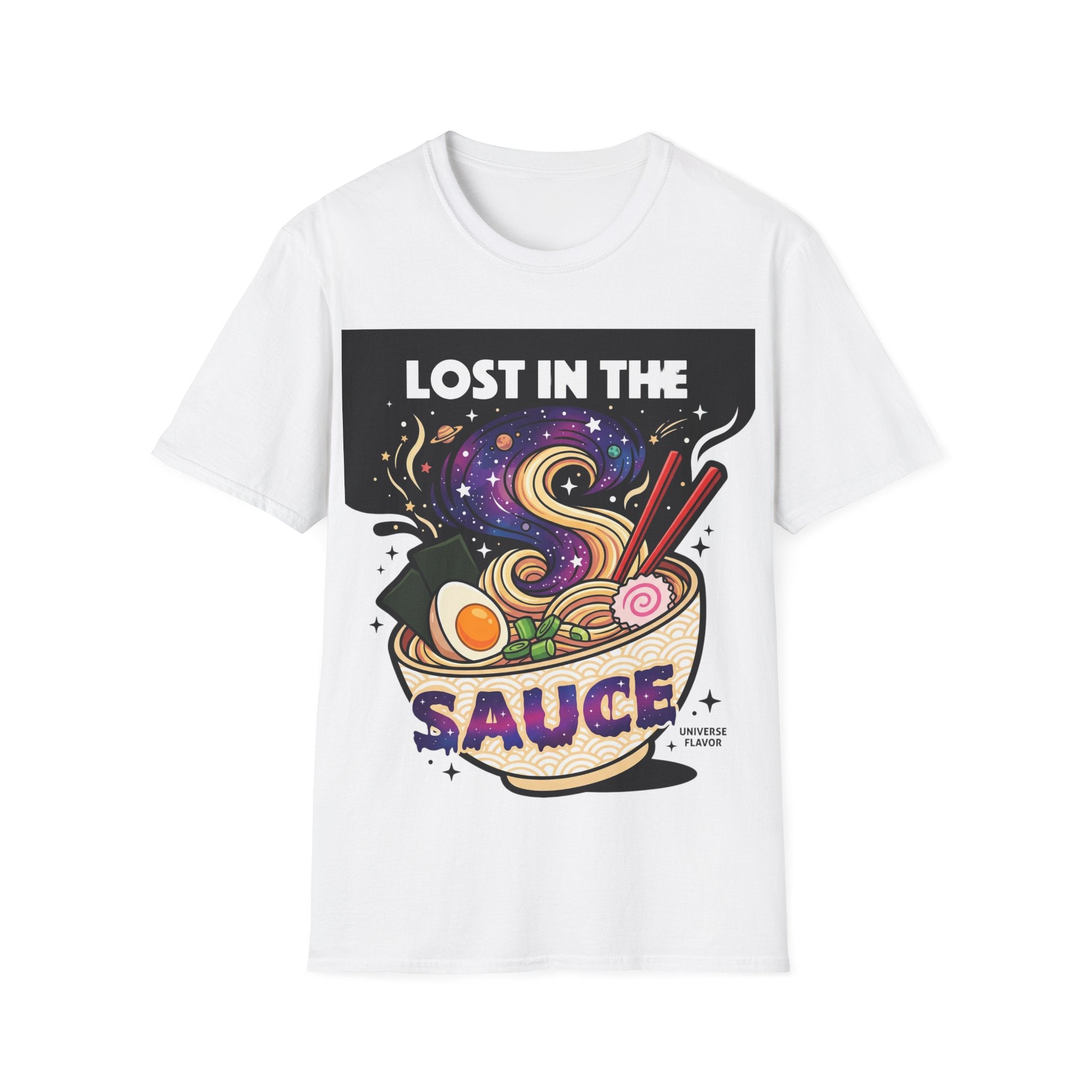 Lost in the Sauce Ramen Graphic Tee | Cosmic Noodle Bowl Streetwear Shirt
