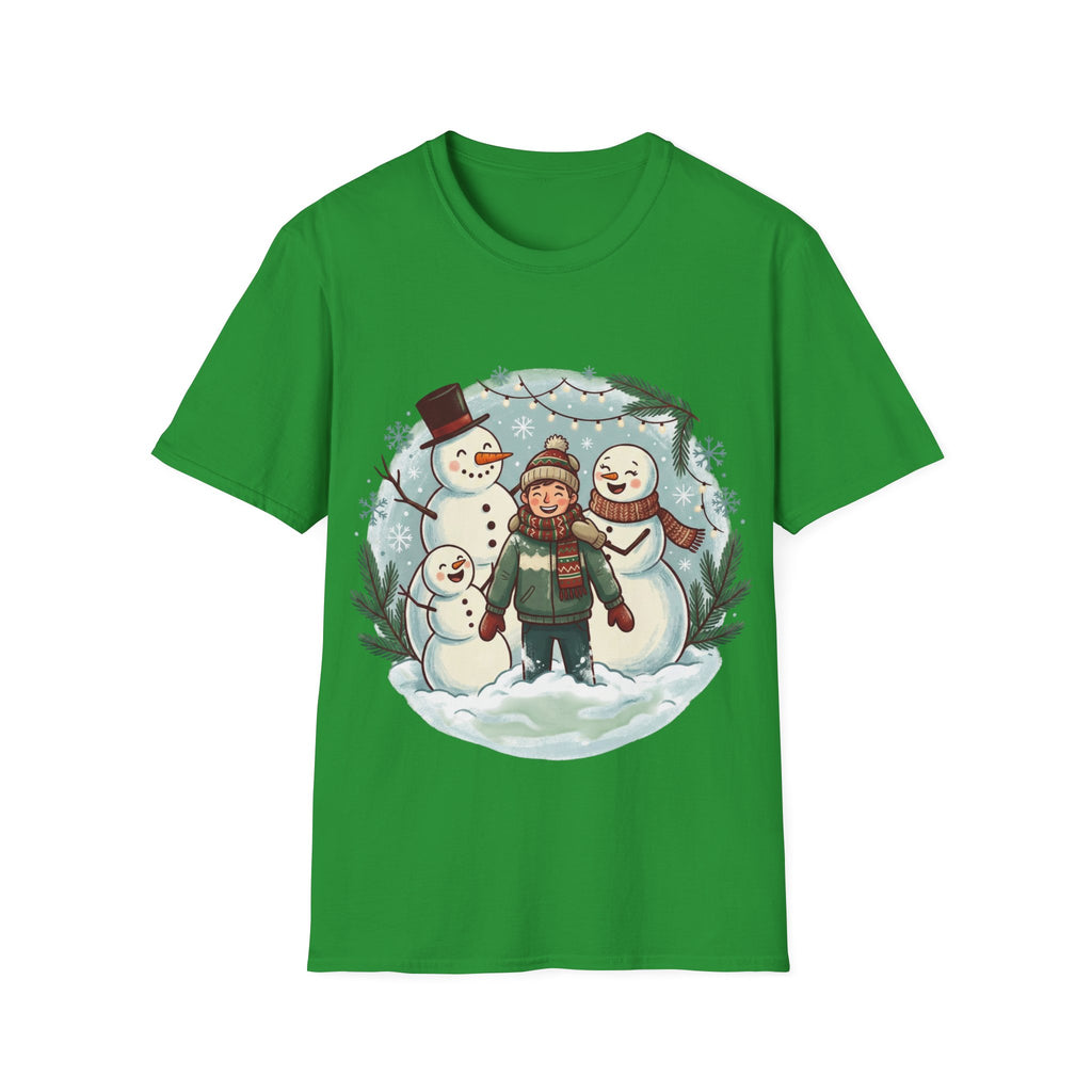 Christmas T-Shirt: Snow family making human snowman