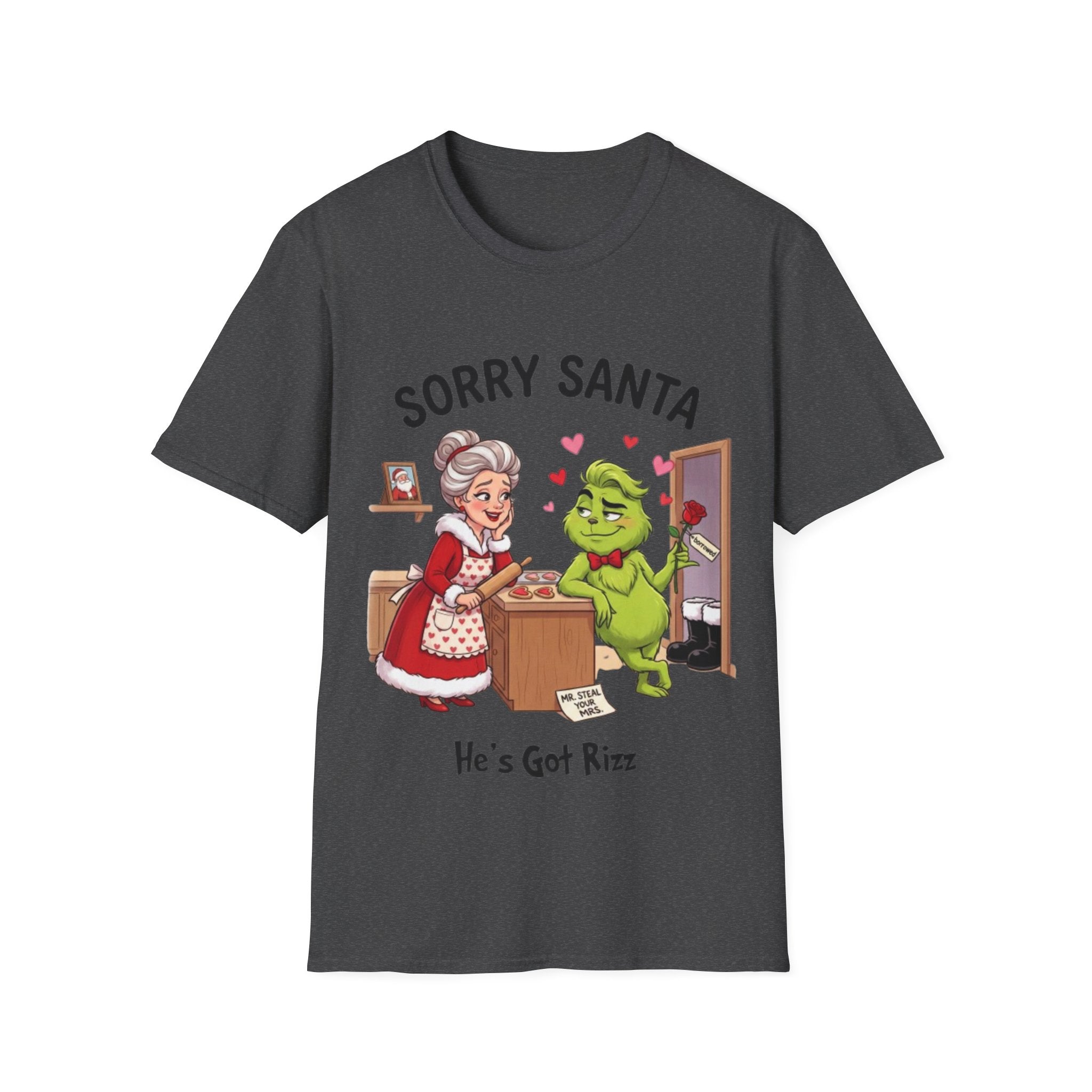 Grinch Rizz T-shirt | Funny Mrs. Claus Christmas Tee