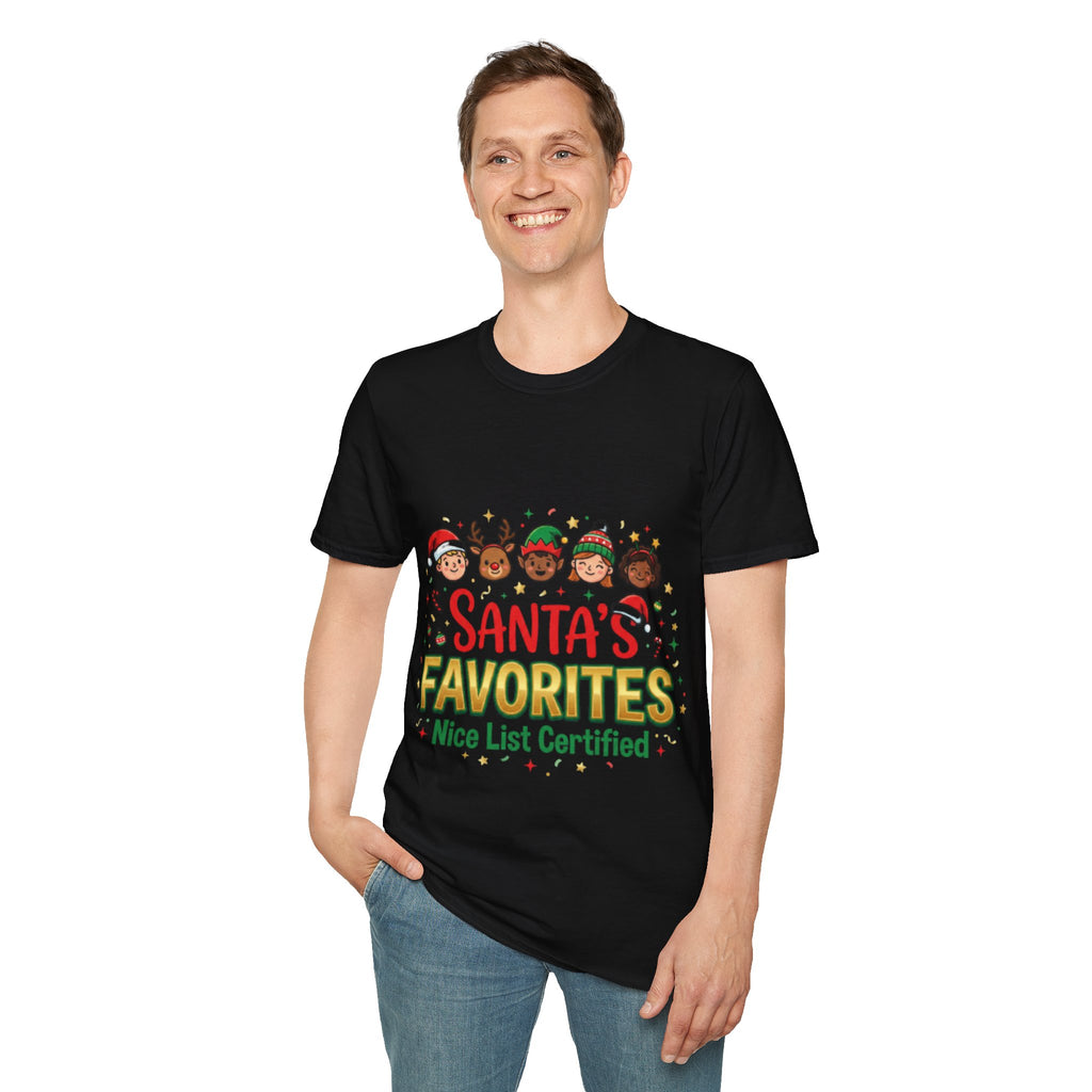Santa's Favorites Crew T-shirt | Cute Matching Christmas Tee