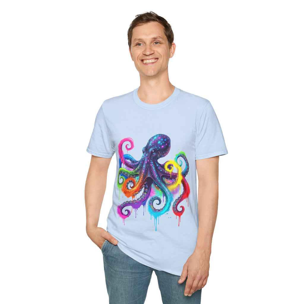 Vibrant Octopus Drip Tee - Urban Streetwear Trend